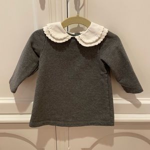 Jacadi Girls Gray Ruffle Collar Dress
